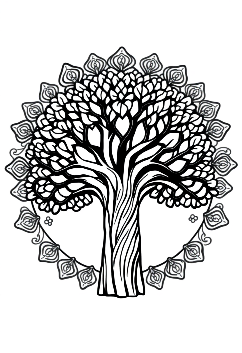Baobab Tree coloring page, free printable