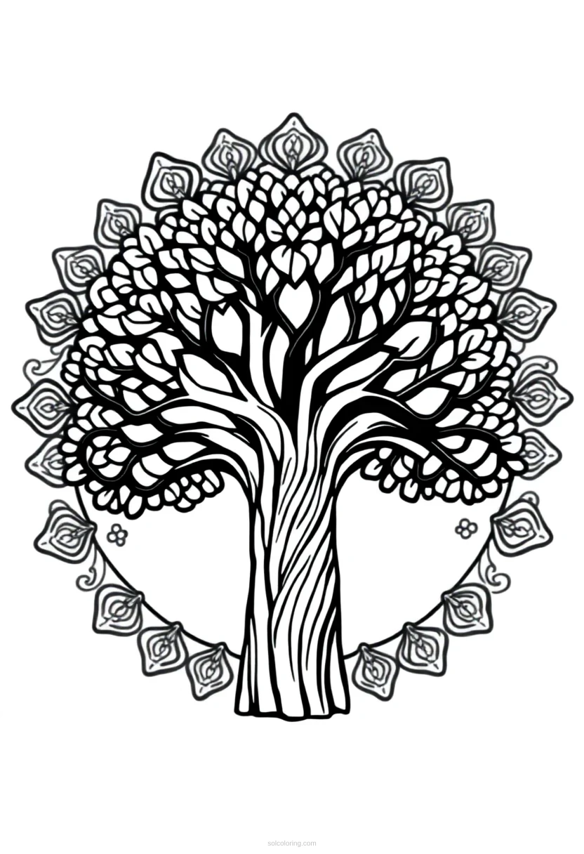 Baobab Tree coloring page for kids