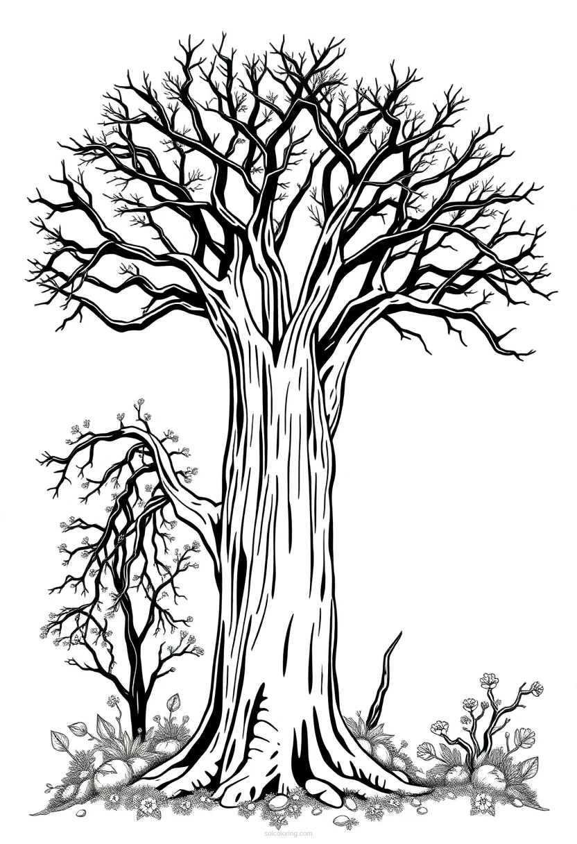 Baobab Tree coloring page for kids