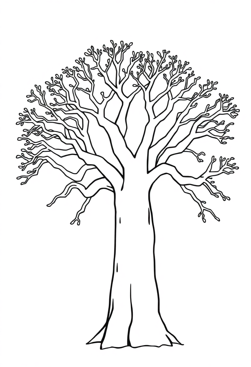Baobab Tree coloring page, free printable