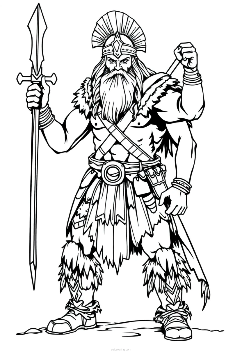 Barbarian Warrior coloring page for kids