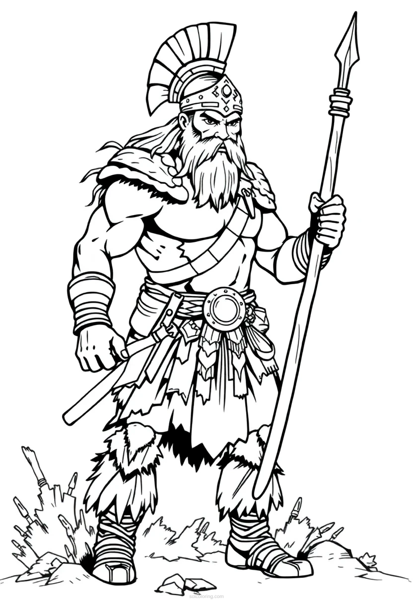 Barbarian Warrior coloring page for kids