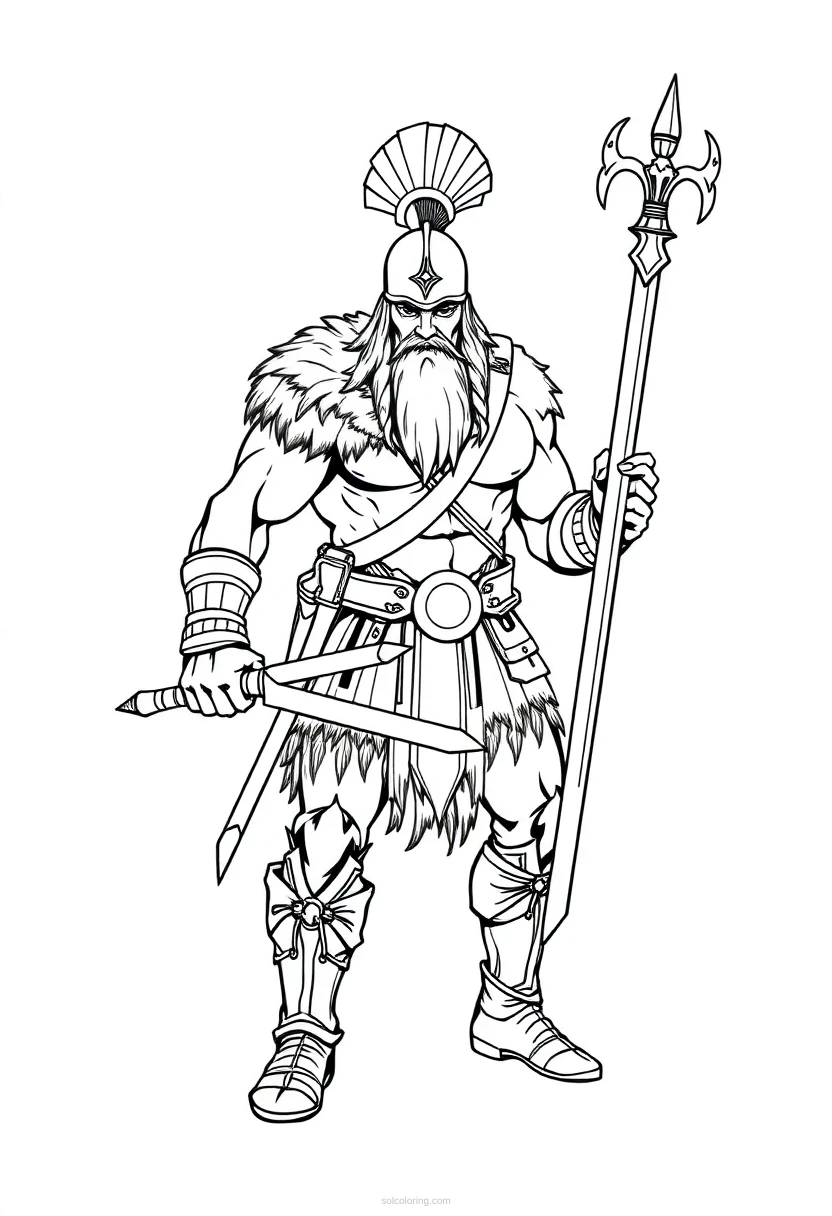 Barbarian Warrior coloring page for kids