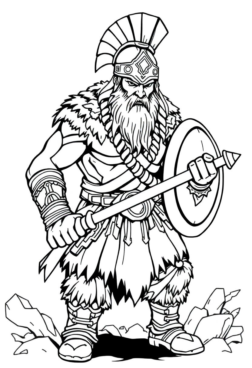 Barbarian Warrior coloring page, free printable