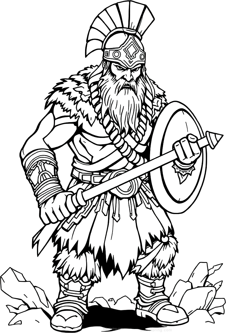 Barbarian Warrior coloring page for kids