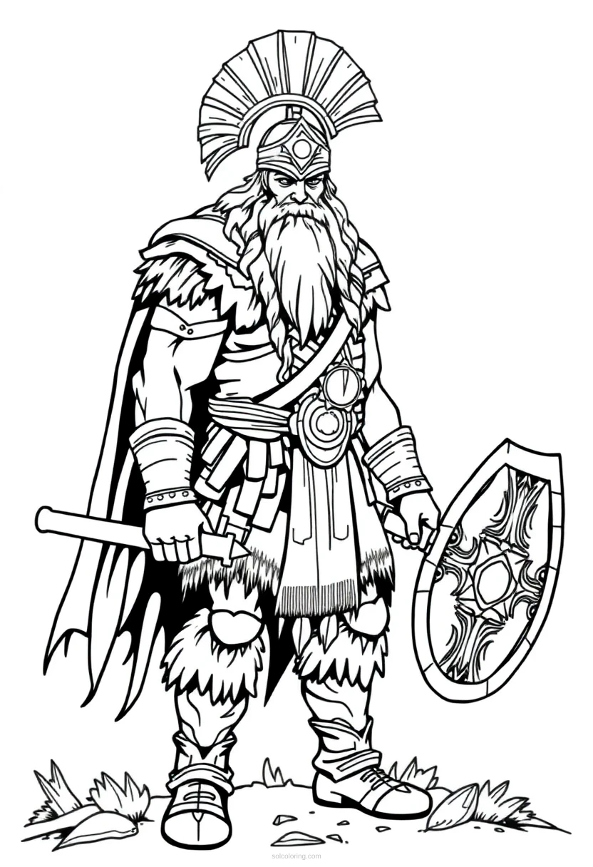 Barbarian Warrior coloring page for kids