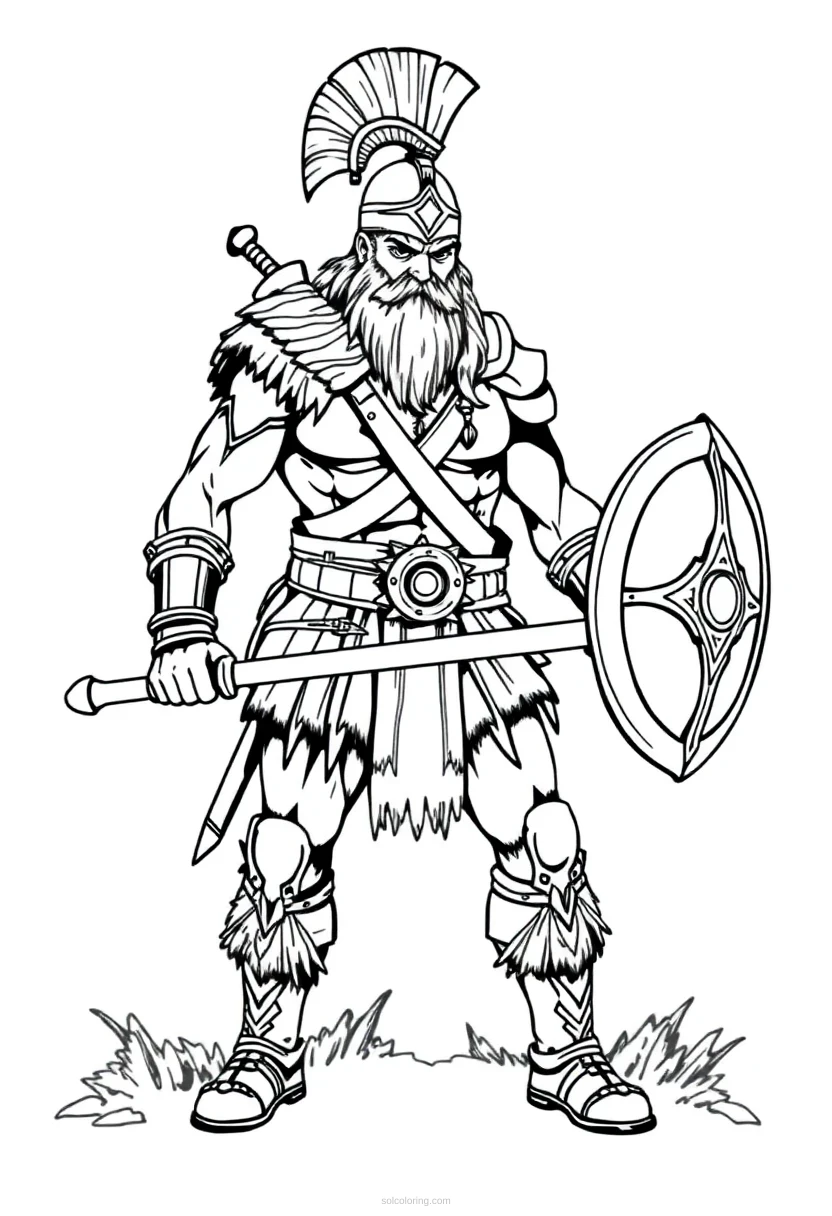 Barbarian Warrior coloring page for kids