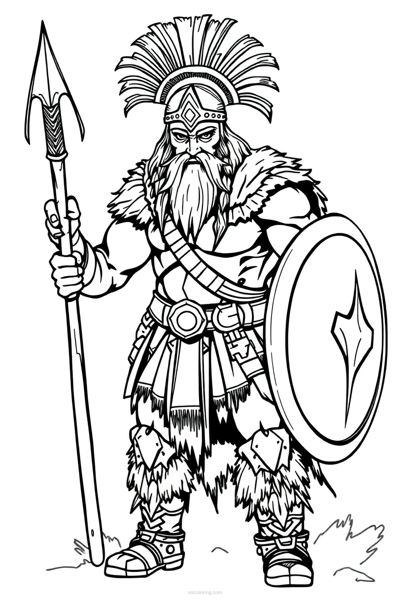 Barbarian Warrior coloring page for kids