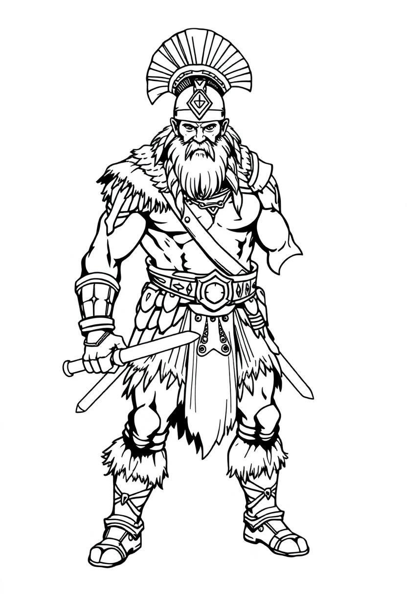 Barbarian Warrior coloring page, free printable