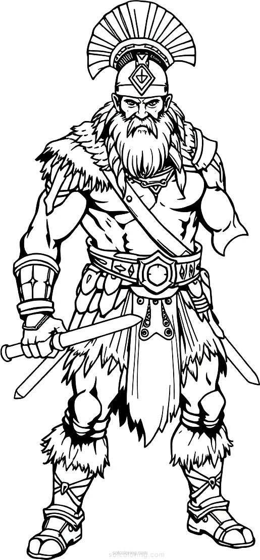 Barbarian Warrior coloring page for kids