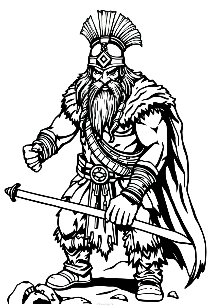 Barbarian Mandala coloring page for kids