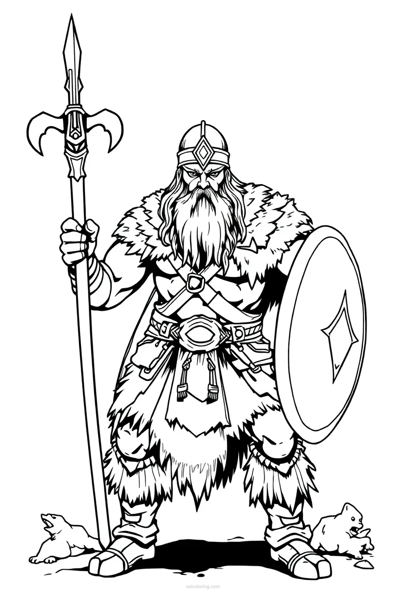 Barbarian Mandala coloring page for kids