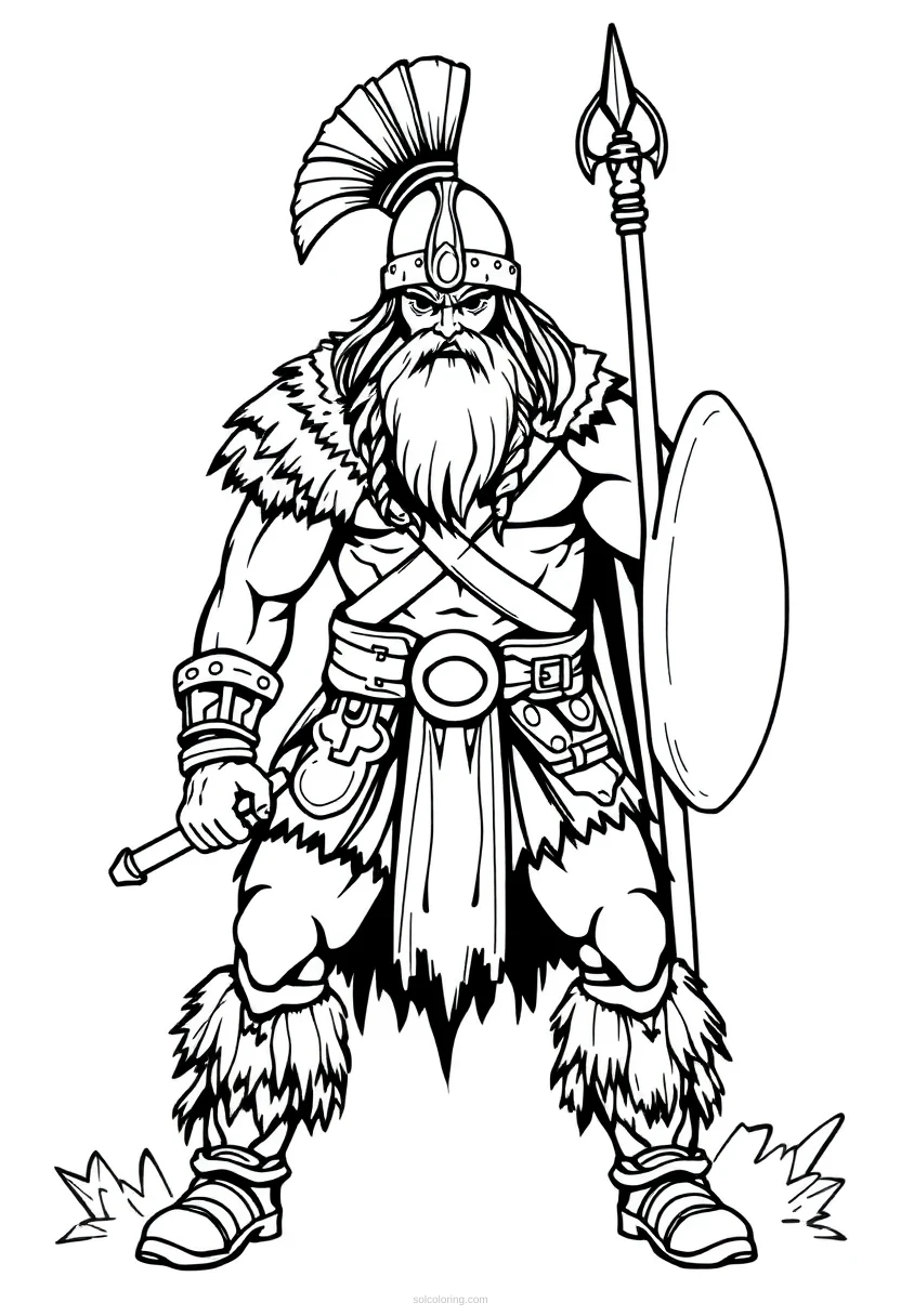 Barbarian Mandala coloring page for kids