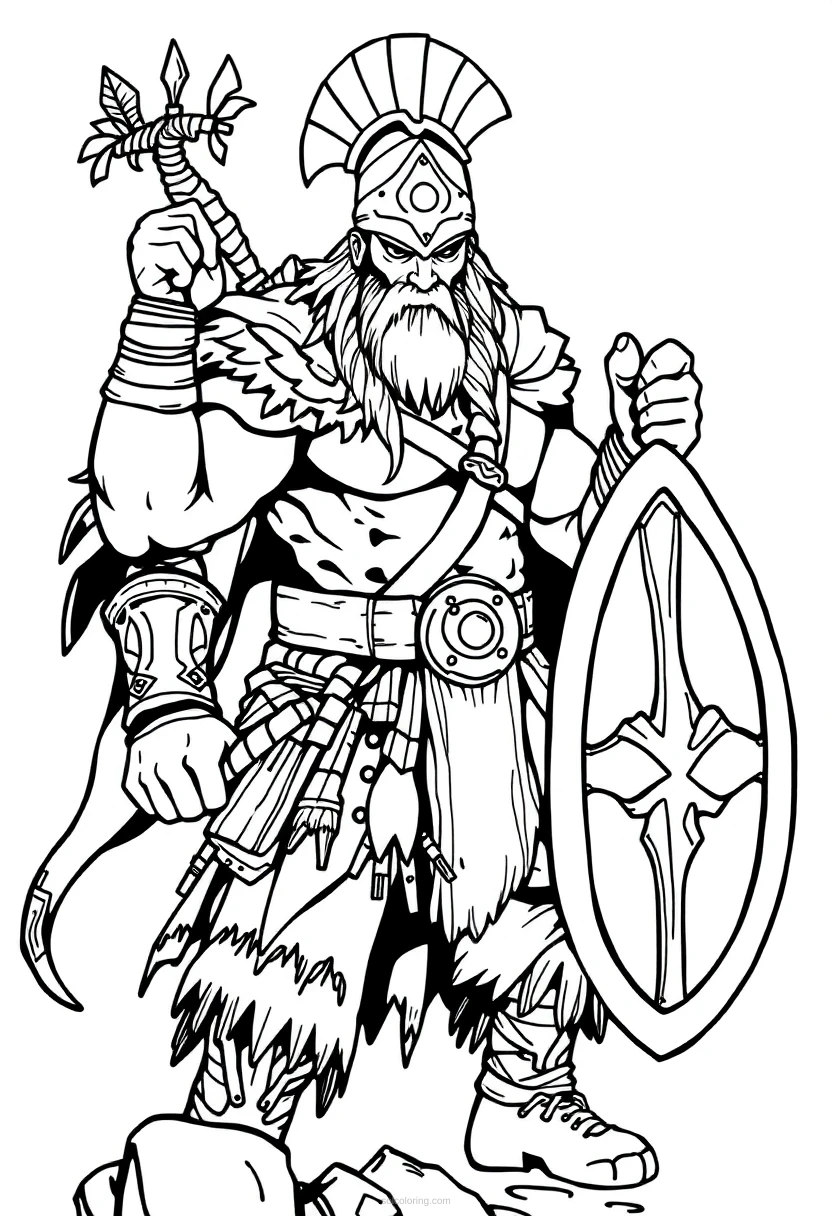 Barbarian Mandala coloring page for kids