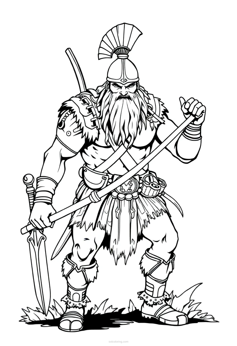Barbarian Warrior coloring page for kids