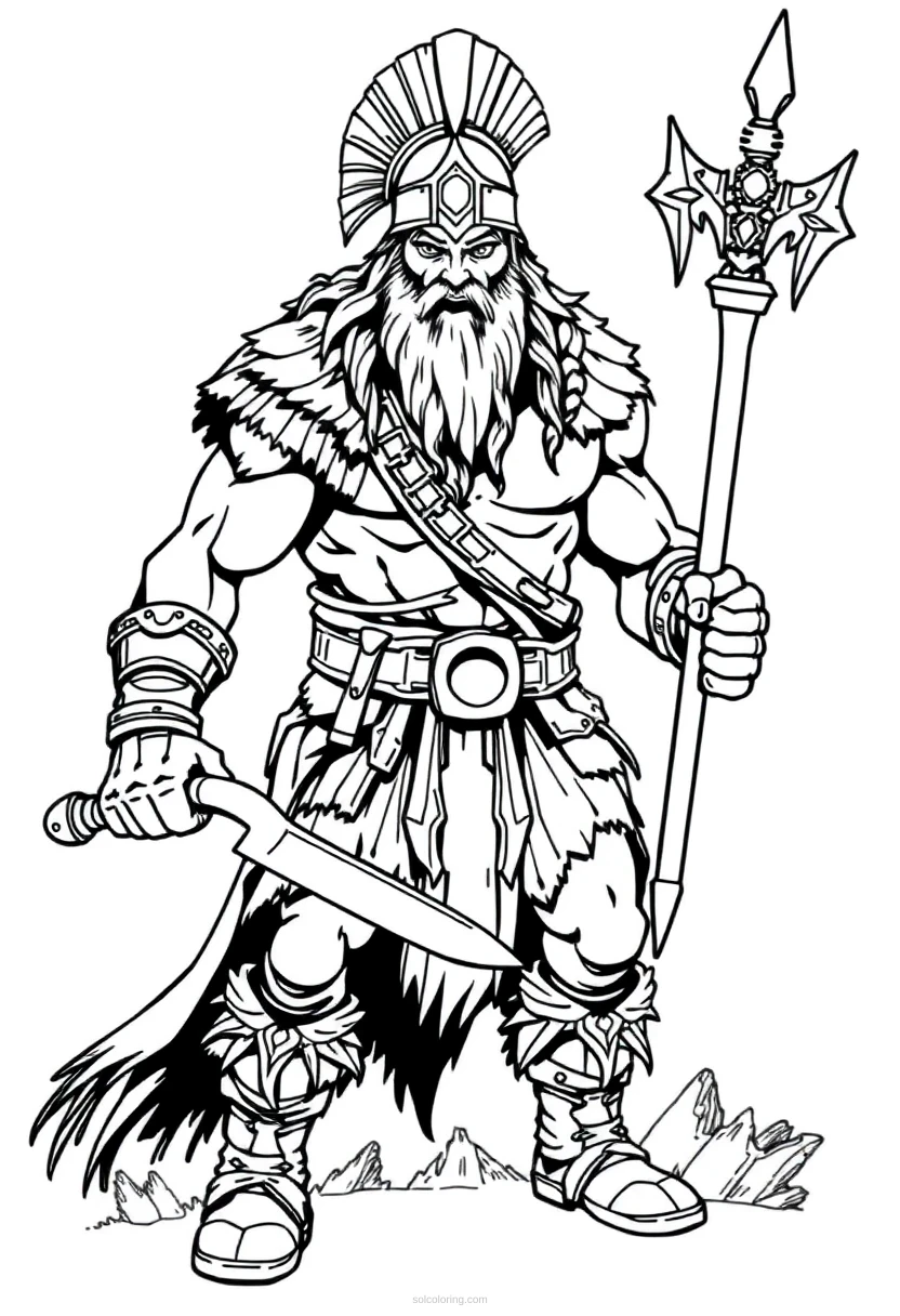 Barbarian Warrior coloring page for kids