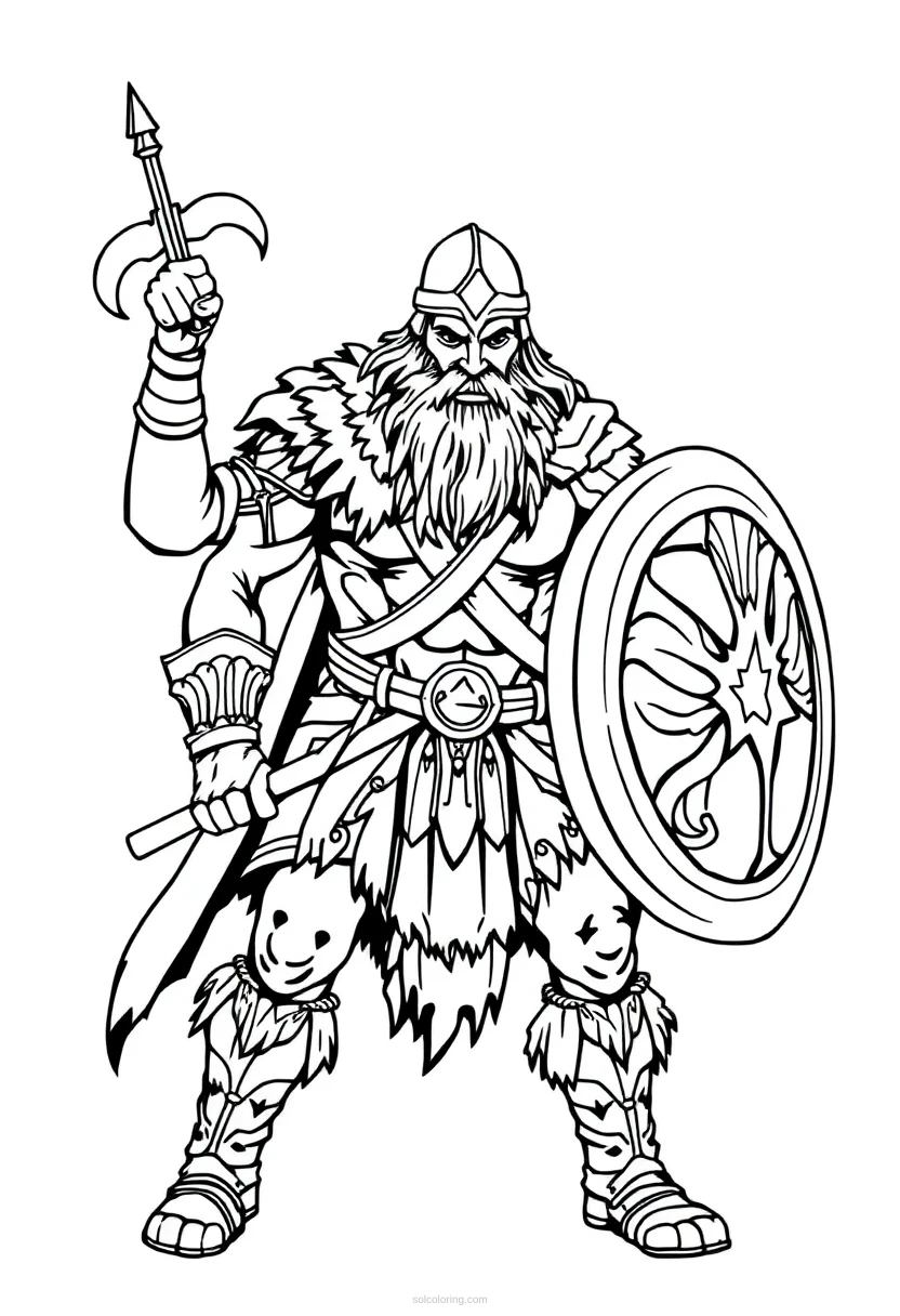 Barbarian Warrior coloring page for kids