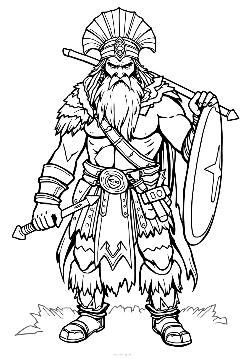 Barbarian Warrior coloring page for kids