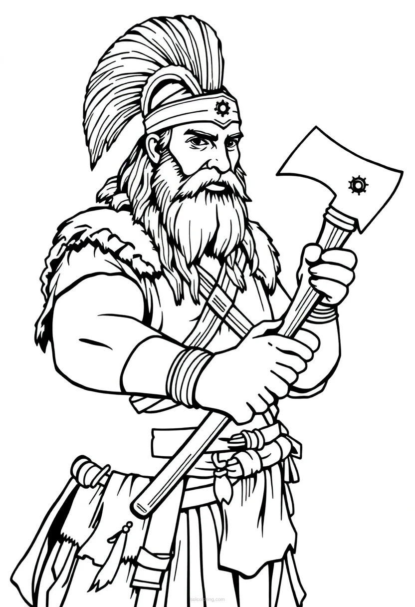 Barbarian Warrior With Battle Axe coloring pages