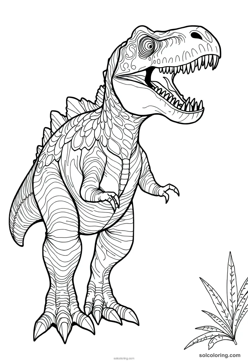 Baryonyx detailed coloring page for kids