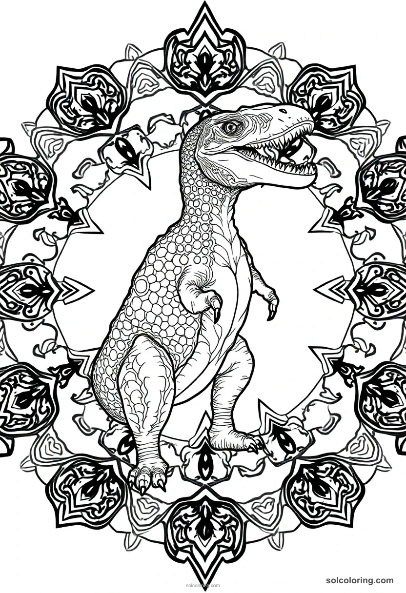 Mandala Baryonyx mandala coloring page for kids