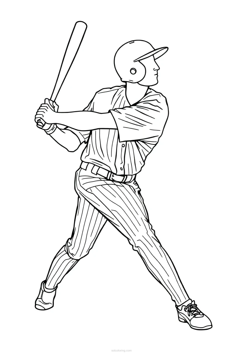 Baseball Batter Cute Cartoon coloring page for kids
