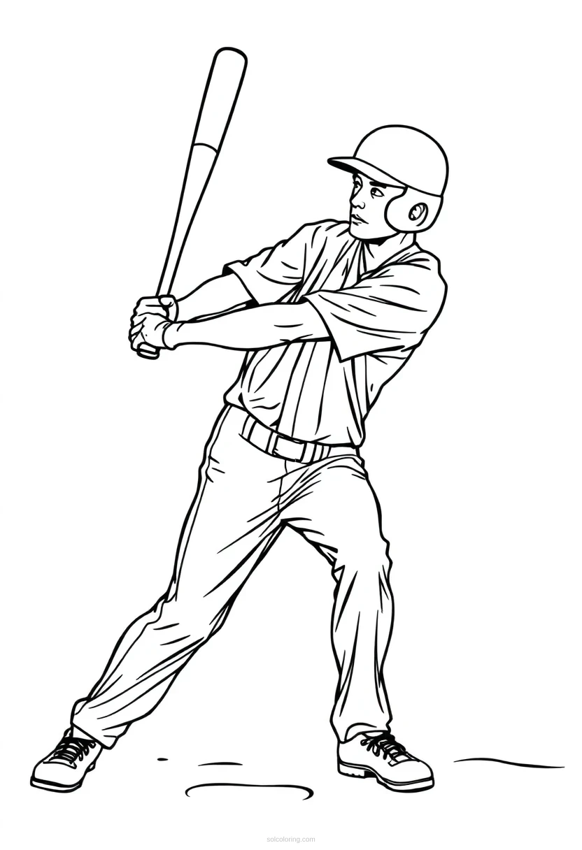 Baseball Batter Simple coloring page for kids