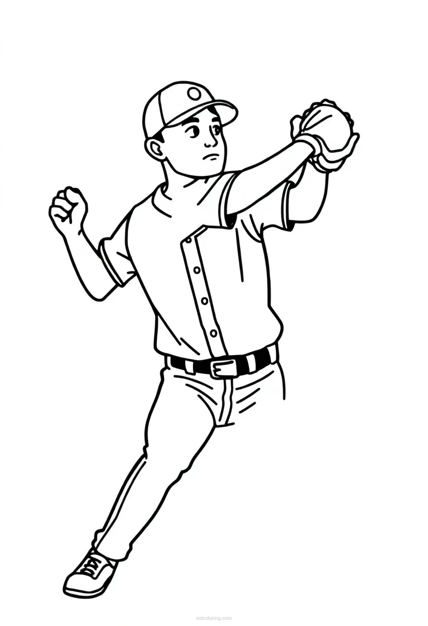 Baseball Pitcher coloring page for kids