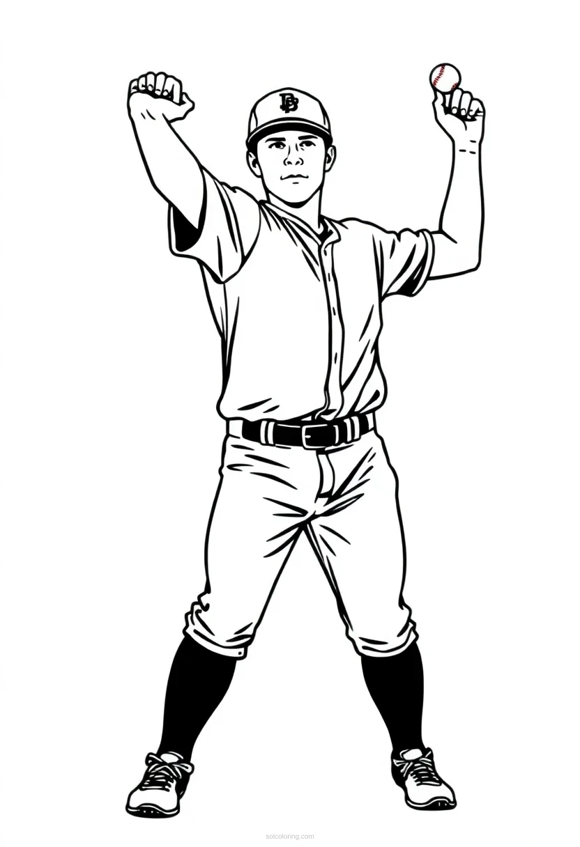 Baseball Pitcher coloring page for kids