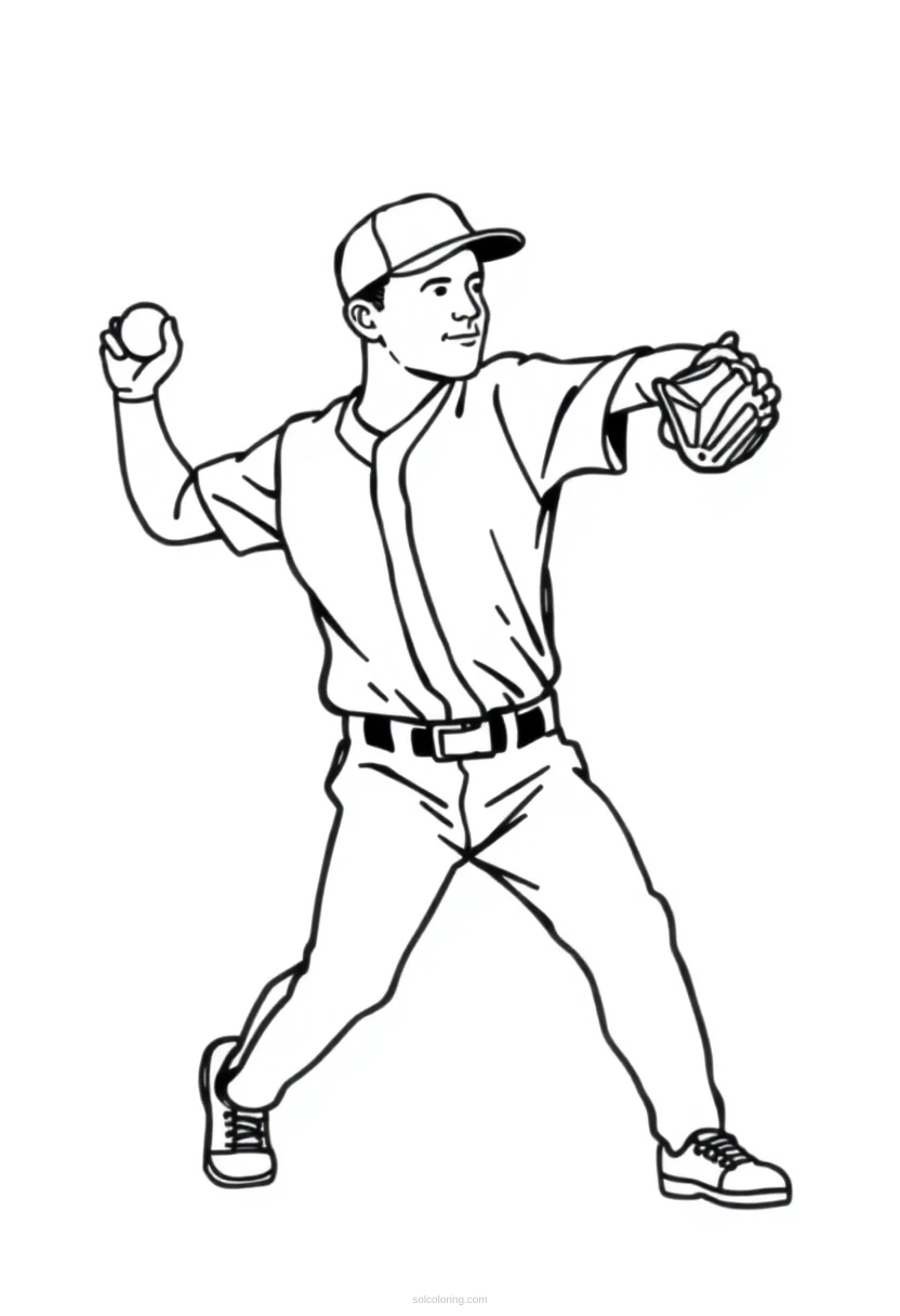 Baseball Pitcher coloring page for kids