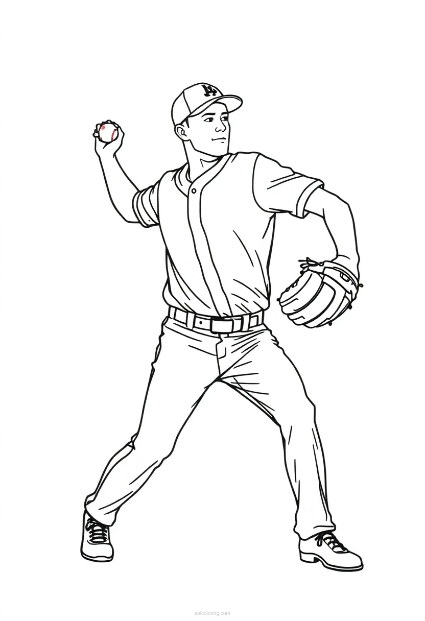 Baseball Pitcher coloring page for kids