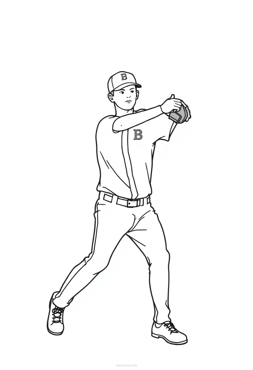 Baseball Pitcher coloring page for kids