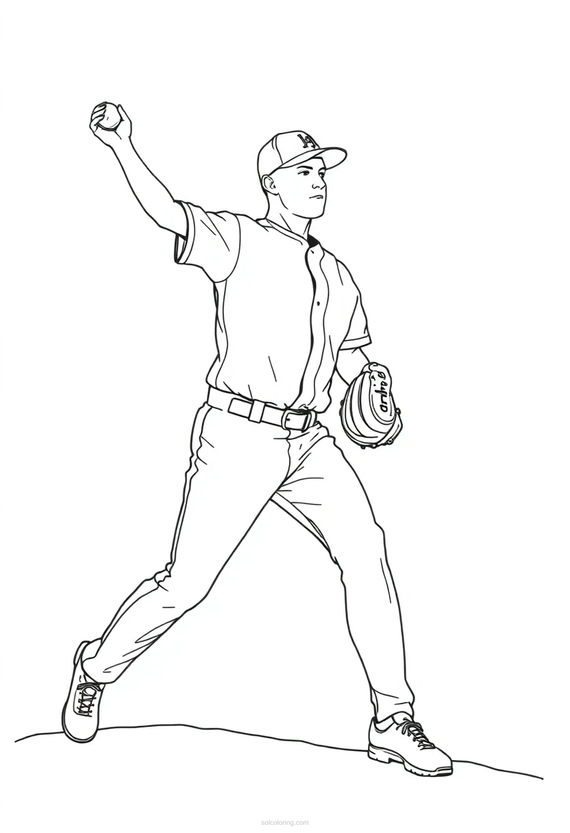 Baseball Pitcher coloring page for kids