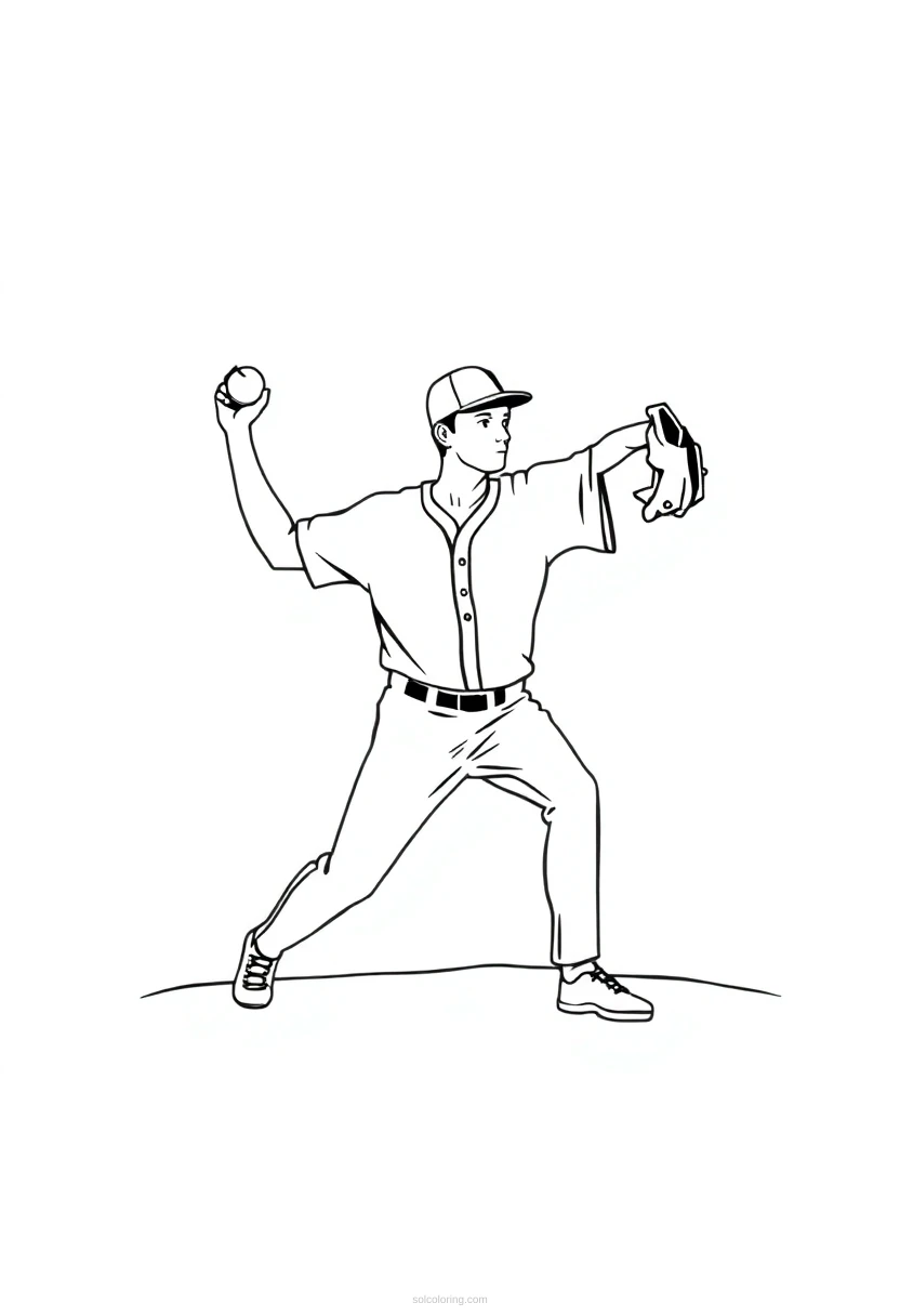 Baseball Pitcher coloring page for kids