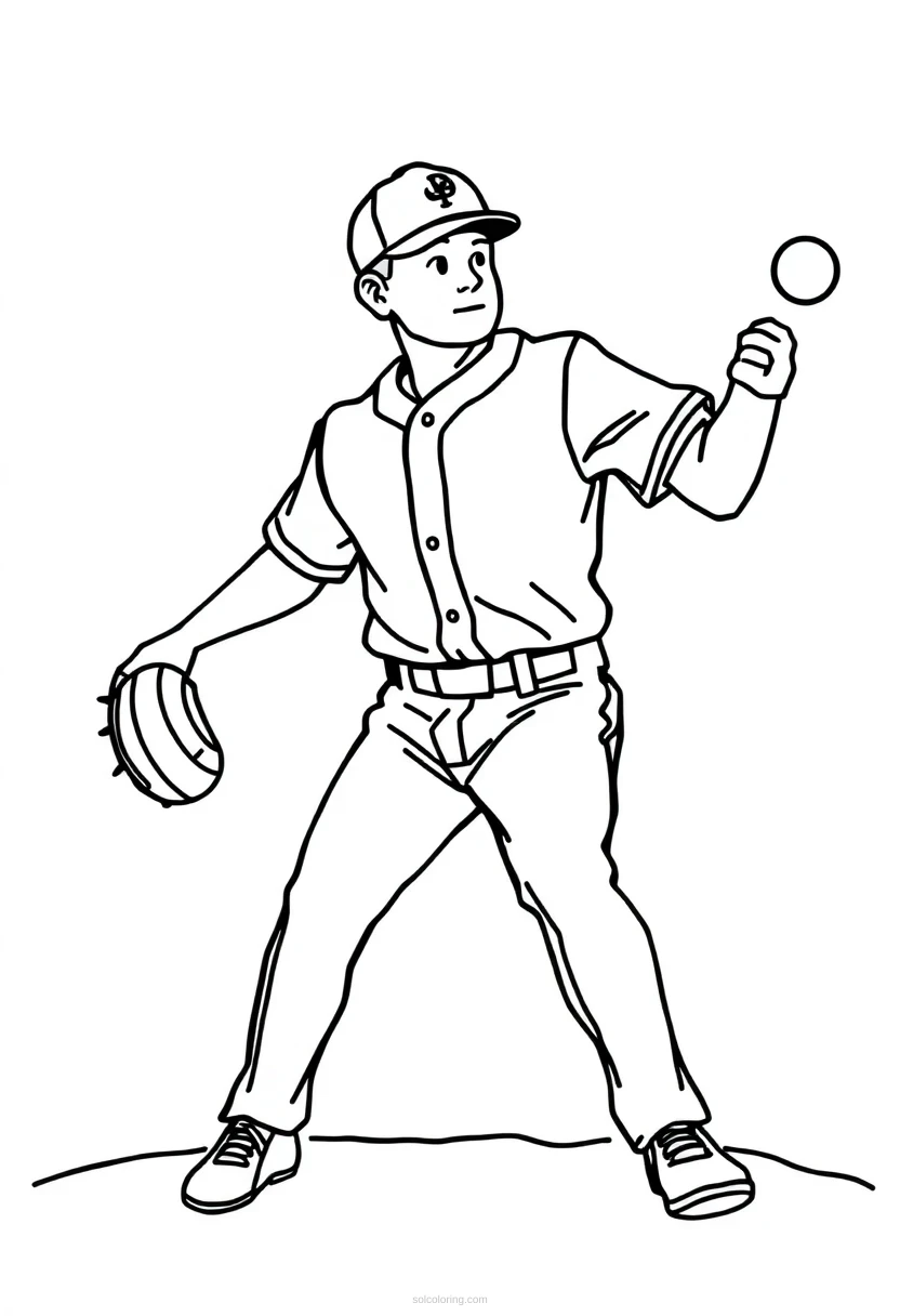 Baseball Pitcher coloring page for kids