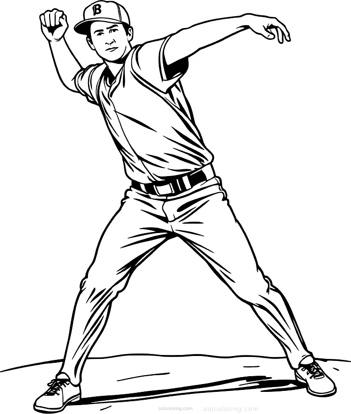 Baseball Pitcher Throwing coloring page for kids