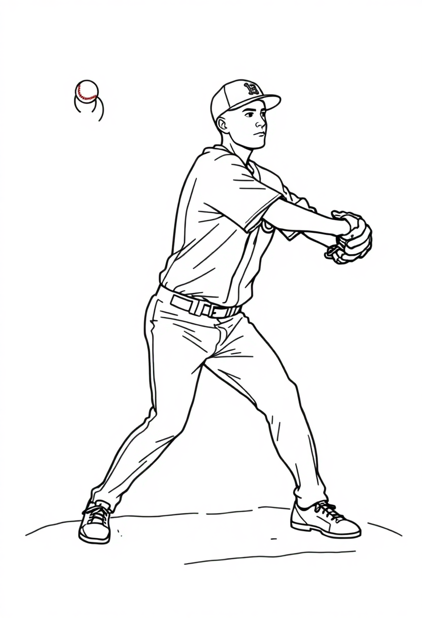 Baseball Pitcher Throwing coloring page, free printable
