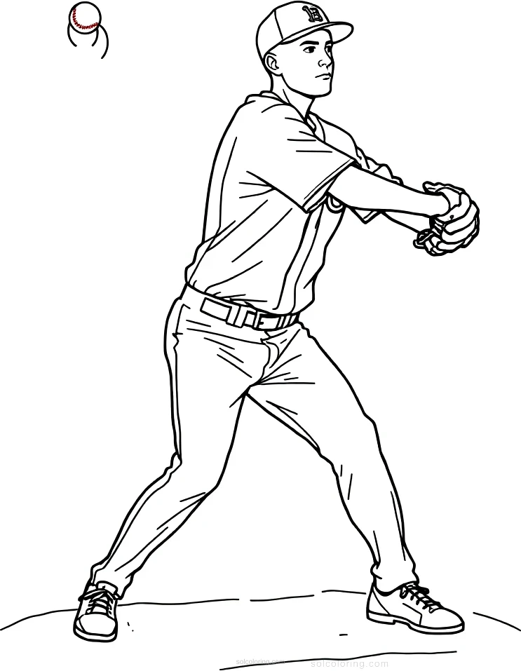 Baseball Pitcher Throwing coloring page for kids