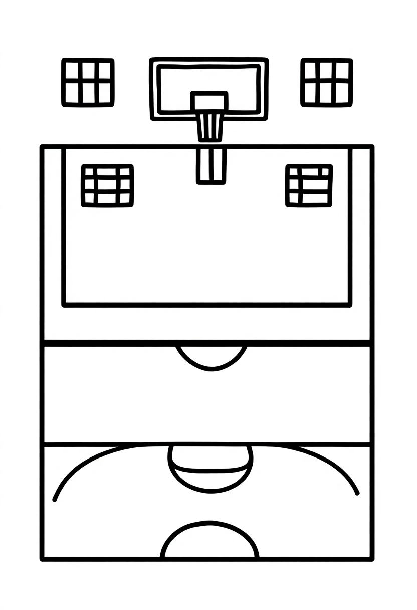 Basketball Court Layout coloring page, free printable