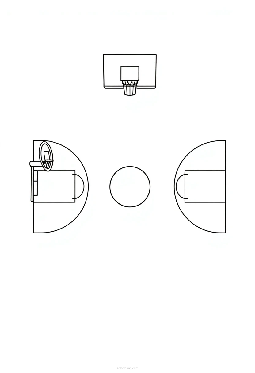 Basketball Court Layout coloring page for kids