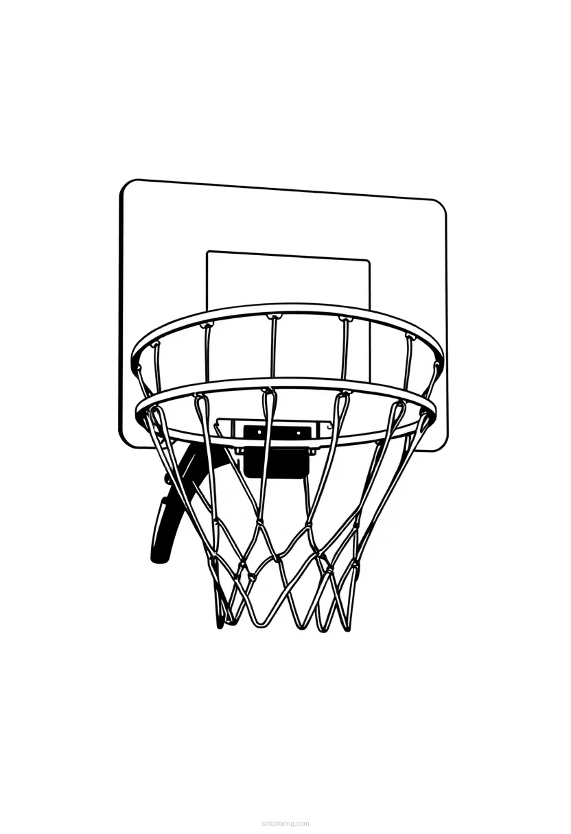 Basketball Hoop and Net coloring page for kids