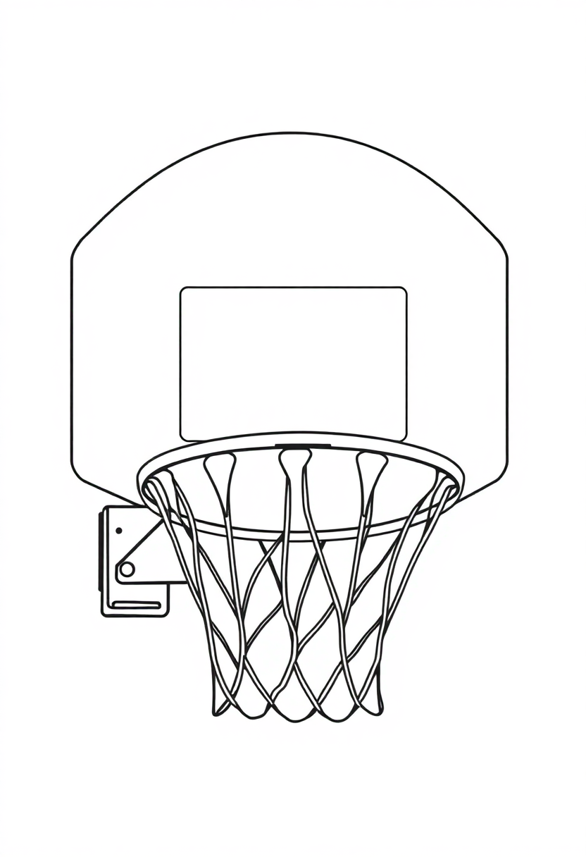 Basketball Hoop and Net coloring page, free printable