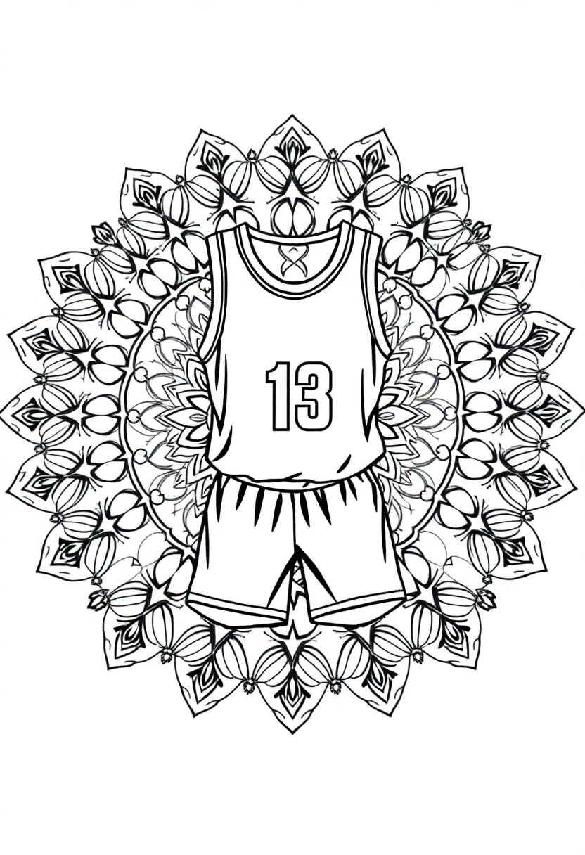 Basketball Jersey and Shorts coloring page, free printable