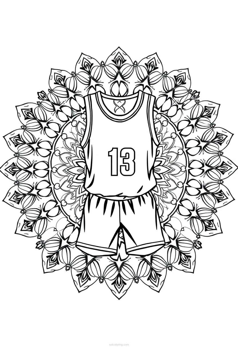 Basketball Jersey and Shorts coloring page for kids