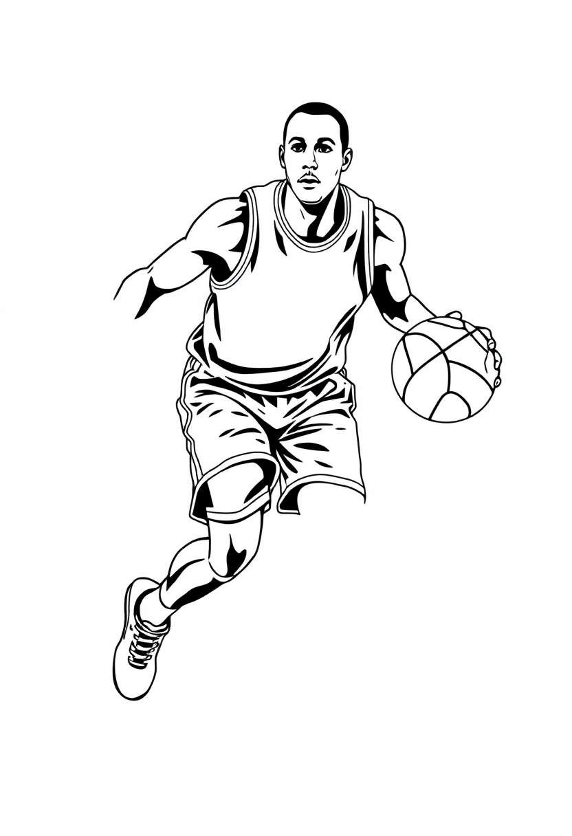 Basketball Player Dribbling coloring page, free printable