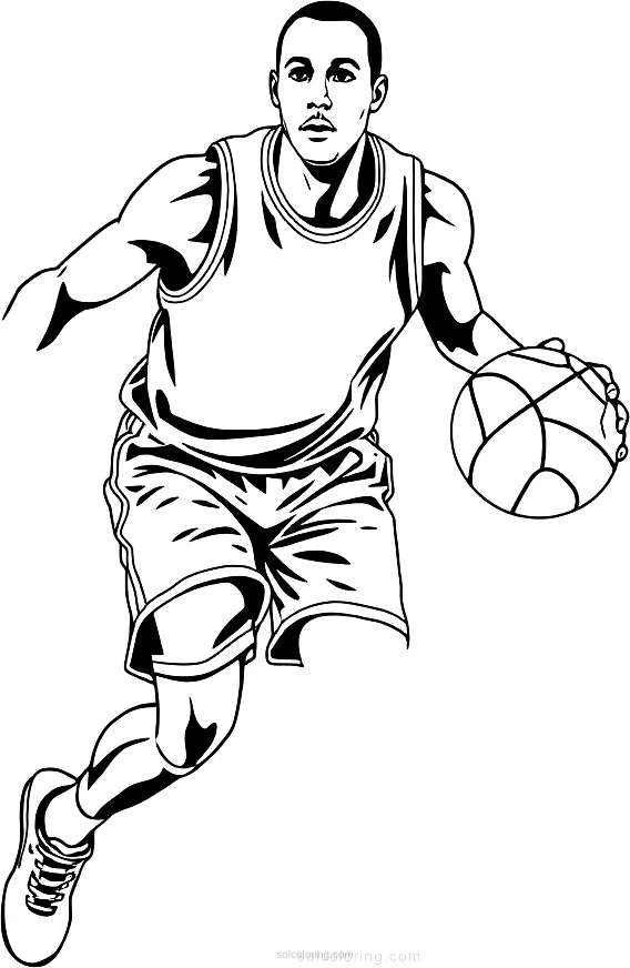 Basketball Player Dribbling coloring page for kids
