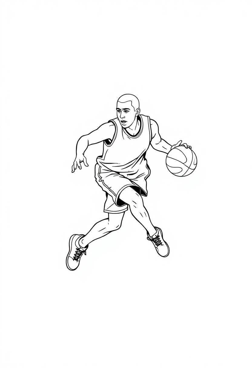 Basketball Player Dribbling coloring page, free printable