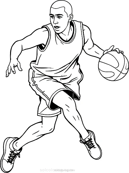 Basketball Player Dribbling coloring page for kids