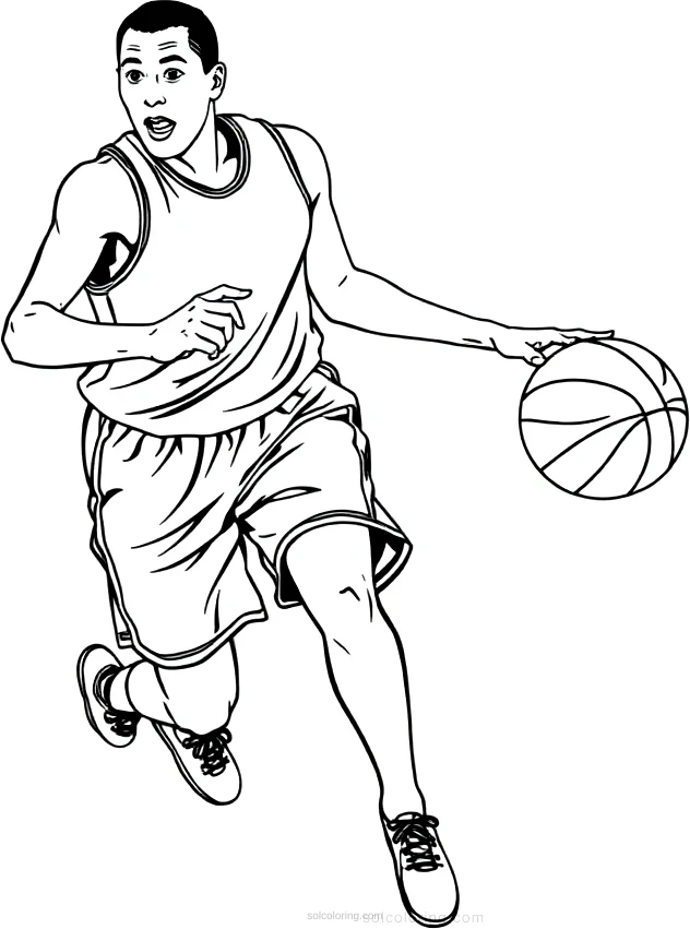 Basketball Player Dribbling coloring page for kids
