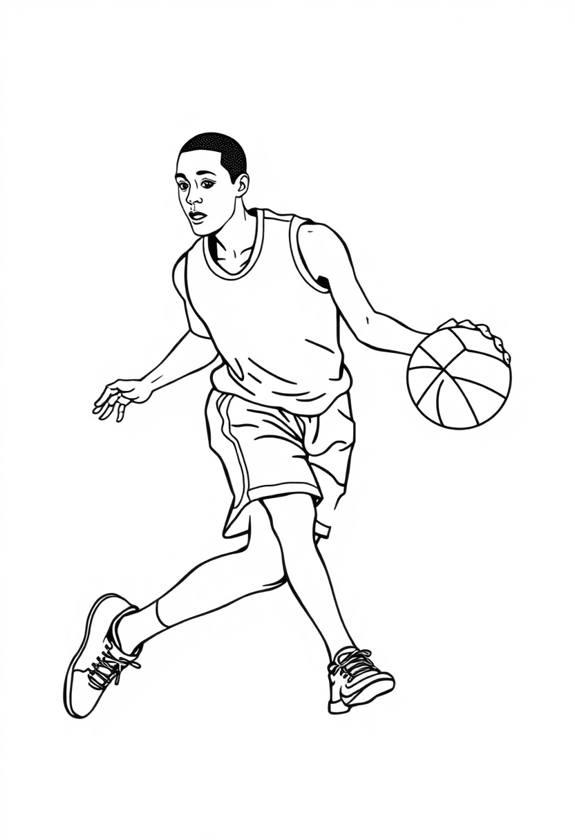 Basketball Player Dribbling coloring pages